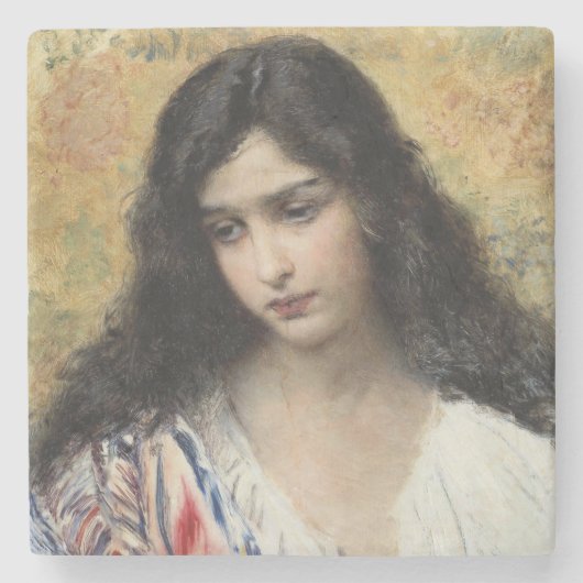 Russische schoonheid (door Konstantin Makovsky) Stenen Onderzetter (Voorkant)