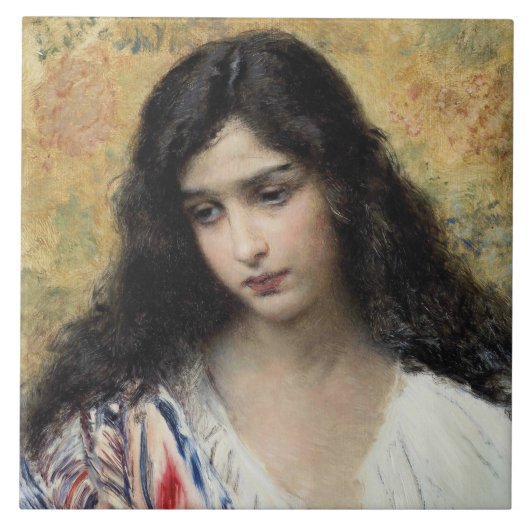 Russische schoonheid (door Konstantin Makovsky) Tegeltje (Voorkant)