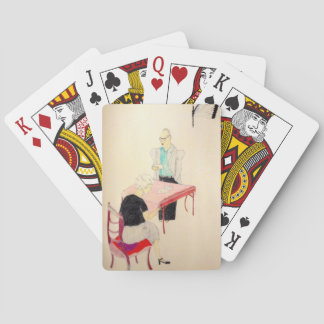 Russische schrijver en zijn vrouw die kaarten spel