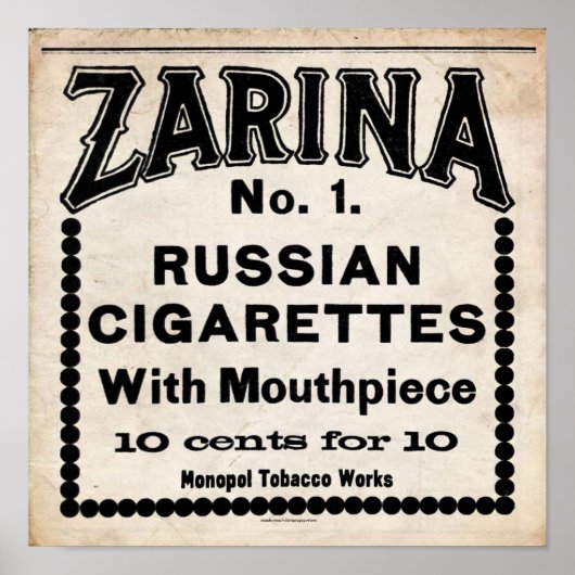 Russische sigarettensignor Zarina Poster (Voorkant)