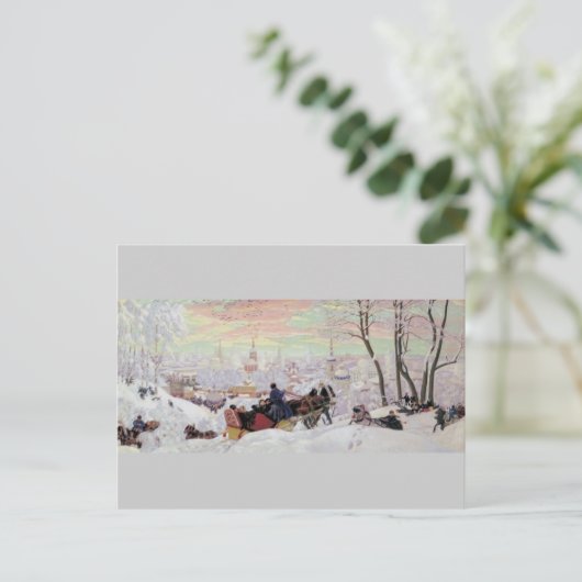 Russische Sleigh Ride Briefkaart (Staand voorkant)