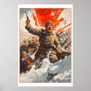 Russische soldaat op de vlucht voor Zombie Horde Poster