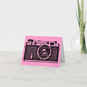 Russische Sovjet-camera - zwart op roze Kaart