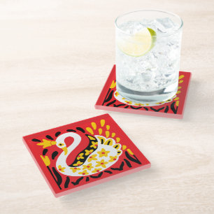 Russische stijl sprookje koninklijke gekroonde zwa glazen onderzetter