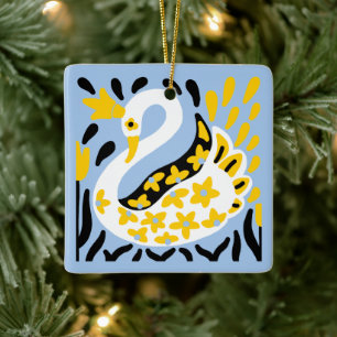 Russische stijl sprookje koninklijke gekroonde zwa keramisch ornament