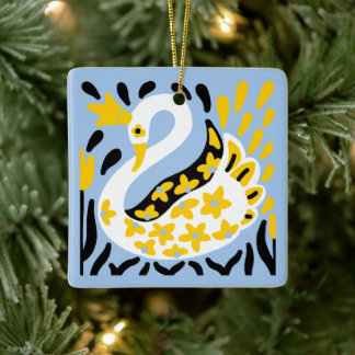 Russische stijl sprookje koninklijke gekroonde zwa keramisch ornament