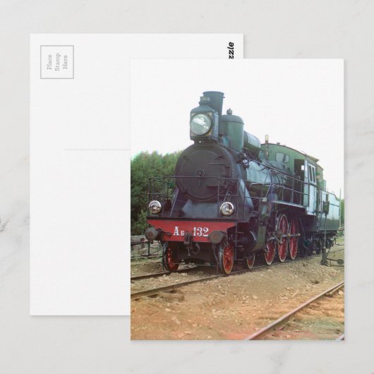 Russische stoamlocomotief briefkaart (Voorkant / Achterkant)