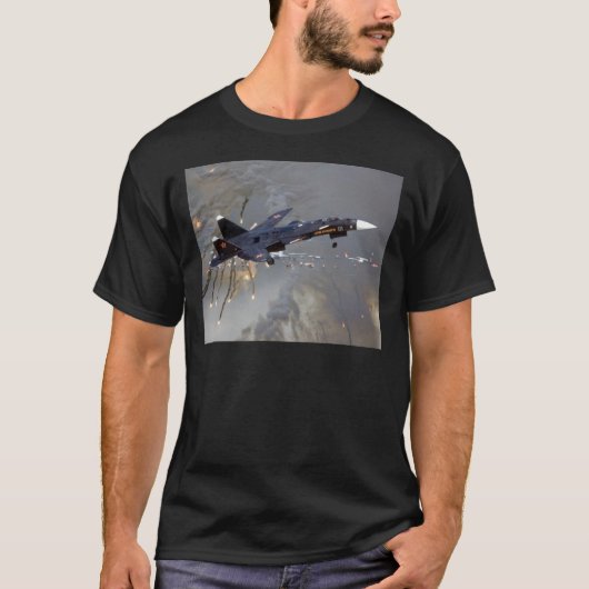 RUSSISCHE SUKOI SU-35 DROPPELFLARES T-SHIRT (Voorkant)