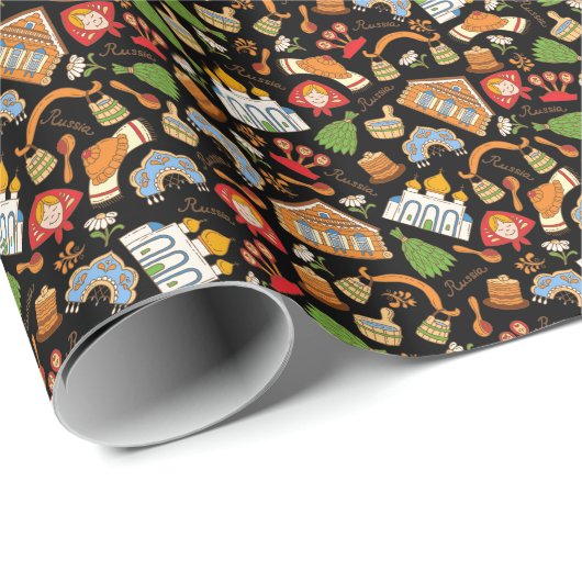 Russische symbolen: gekleurd  patroon. cadeaupapier (Rol Hoek)