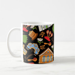 Russische symbolen: gekleurd  patroon. koffiemok