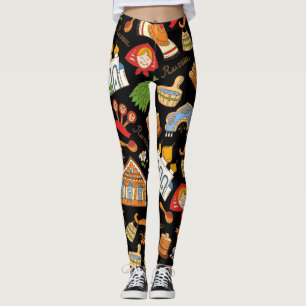 Russische symbolen: gekleurd patroon. leggings