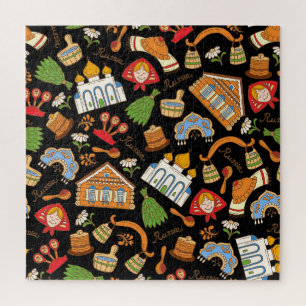 Russische symbolen: gekleurd  patroon. legpuzzel
