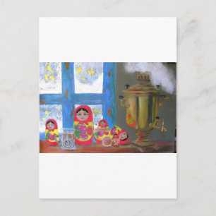 russische theetijd briefkaart