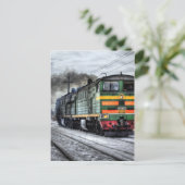 Russische treinlocomotief briefkaart (Staand voorkant)