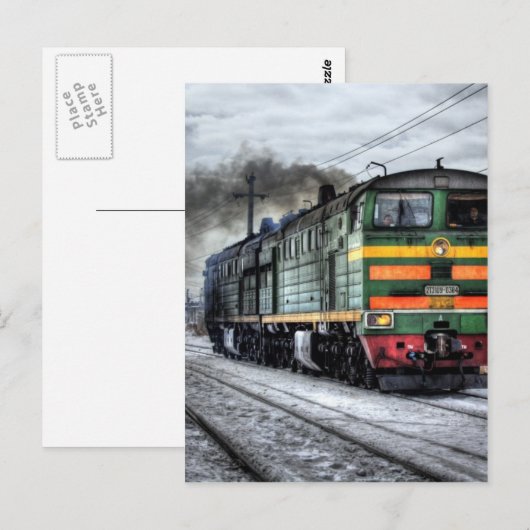 Russische treinlocomotief briefkaart (Voorkant / Achterkant)