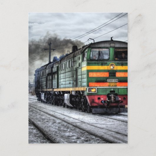 Russische treinlocomotief briefkaart (Voorkant)