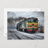 Russische treinlocomotief briefkaart (Voorkant / Achterkant)