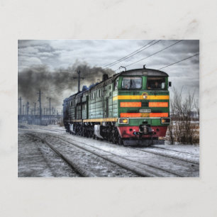 Russische treinlocomotief briefkaart