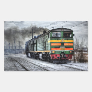 Russische treinlocomotief rechthoekige sticker