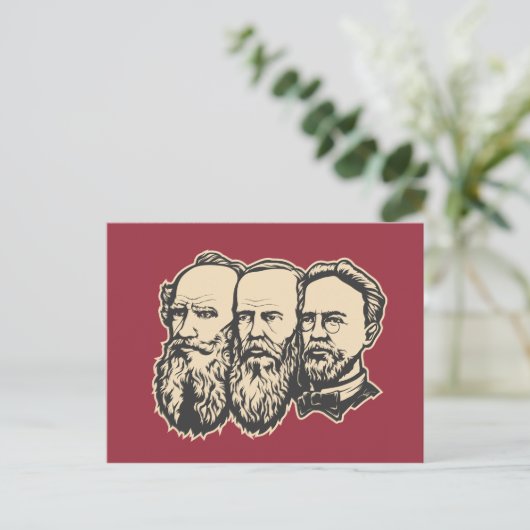 Russische trojka: Tolstoy, Dostoevsky, Chekhov Briefkaart (Staand voorkant)