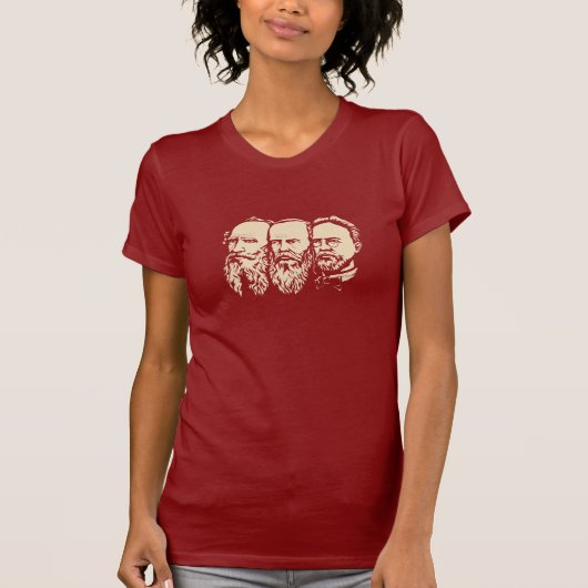 Russische trojka: Tolstoy, Dostoevsky, Chekhov T-shirt (Voorkant)