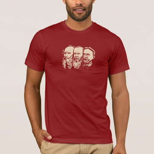 Russische trojka: Tolstoy, Dostoevsky, Chekhov T-shirt (Voorkant)