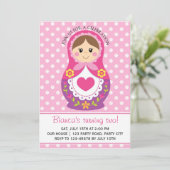 Russische uitnodiging voor dolle - Matryoshka Girl (Staand voorkant)