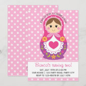 Russische uitnodiging voor dolle - Matryoshka Girl (Voorkant / Achterkant)