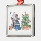 Russische vader Frost en Snegurochka Kerstmis Metalen Ornament (Links)