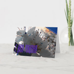 Russische verjaardagskaart met kersenbloemen kaart