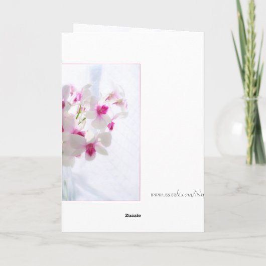 Russische verjaardagskaart met witte orchideeën kaart (Achterkant)