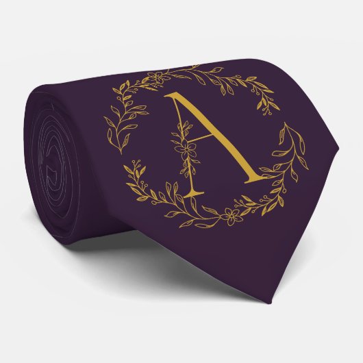 Russische Violet Monogrammed Groomsmen Stropdas (Opgerold)