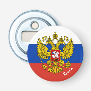Russische vlag, Emblem en Russische partij drink/s Button Flesopener