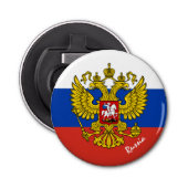 Russische vlag, Emblem en Russische partij drinken Button Flesopener (Voorkant)