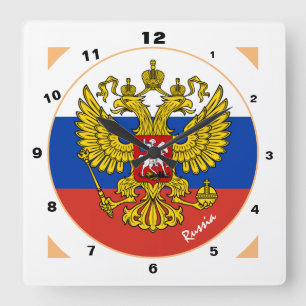Russische vlag en Rusland trendy mode / design Vierkante Klok