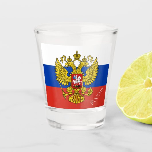 Russische vlag en Russische patriot/sport Shot Glas (Voorkant)