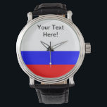 Russische vlag horloge<br><div class="desc">Ik hoop dat de manier waarop ik dit onder de aandacht heb gebracht uw vlag eer aandoet! Ik hou van de manier waarop dit eruit ziet. Voel u vrij dit aan te passen aan uw behoeften! Bedankt om langs te stoppen en een prachtige dag te hebben!</div>