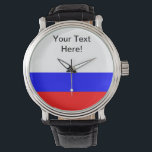 Russische vlag horloge<br><div class="desc">Ik hoop dat de manier waarop ik dit onder de aandacht heb gebracht uw vlag eer aandoet! Ik hou van de manier waarop dit eruit ziet. Voel u vrij dit aan te passen aan uw behoeften! Bedankt om langs te stoppen en een prachtige dag te hebben!</div>