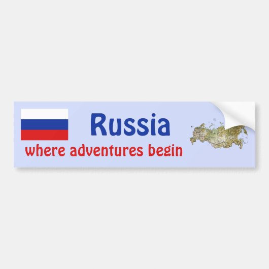 Russische vlag + kaartBumpersticker Bumpersticker (Voorkant)