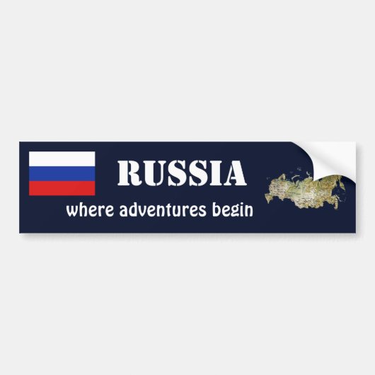 Russische vlag + kaartBumpersticker Bumpersticker (Voorkant)