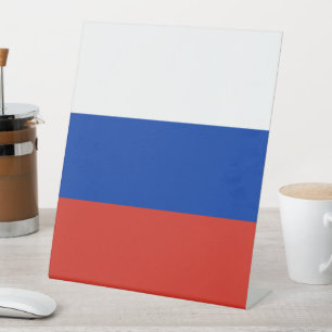 Russische vlag reclamebord met voetstuk