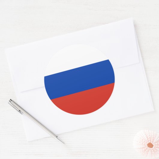 Russische vlag ronde sticker (Envelop)