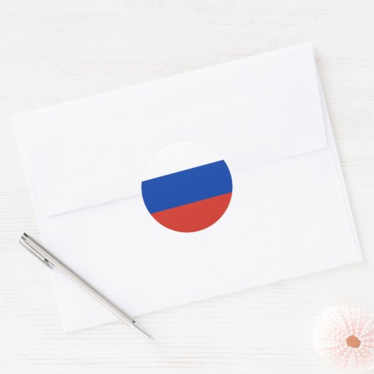 Russische vlag ronde sticker (Envelop)