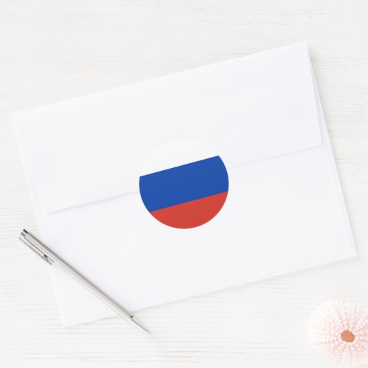 Russische vlag ronde sticker (Envelop)