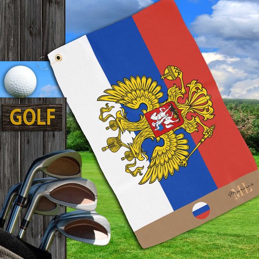 Russische vlag & Rusland monogrammen Golfhanddoek