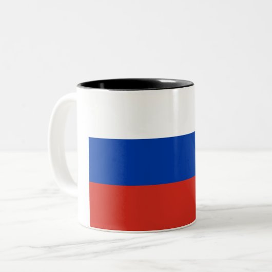 Russische vlag (Rusland) Tweekleurige Koffiemok (Voorkant links)