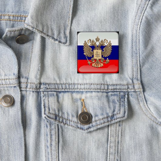 Russische vlag vierkante button 5,1 cm (In situ)