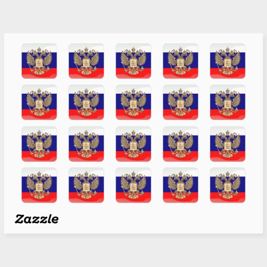 Russische vlag vierkante sticker (Vel)