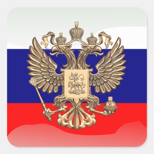 Russische vlag vierkante sticker (Voorkant)