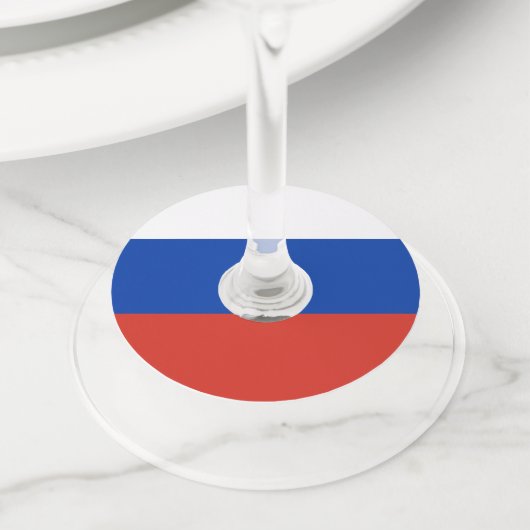 Russische vlag wijnglaslabel (Dichtbij)